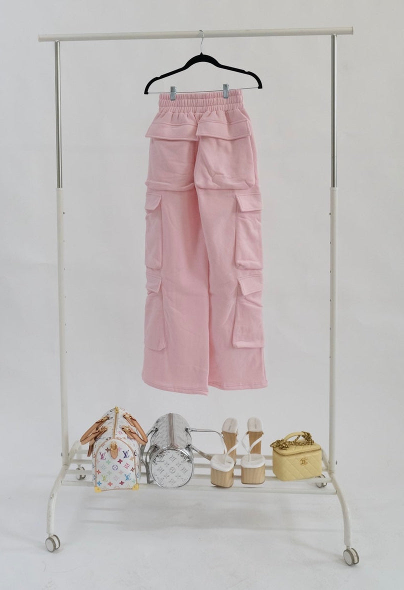 Paisley Pink Cargo Sweatpants