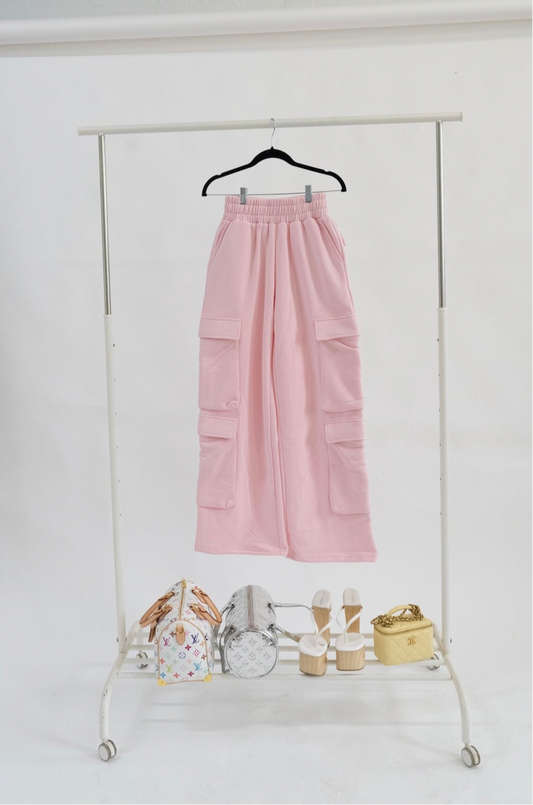 Paisley Pink Cargo Sweatpants